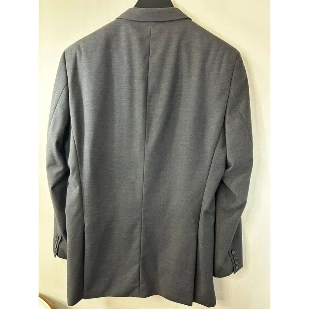 Mossanni Collezioni Gray Solid Suit Jacket 42L 3-Button Notch Lapel Double Vent